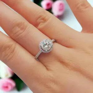 1Ct VVS1 Diamond Halo Engagement Ring