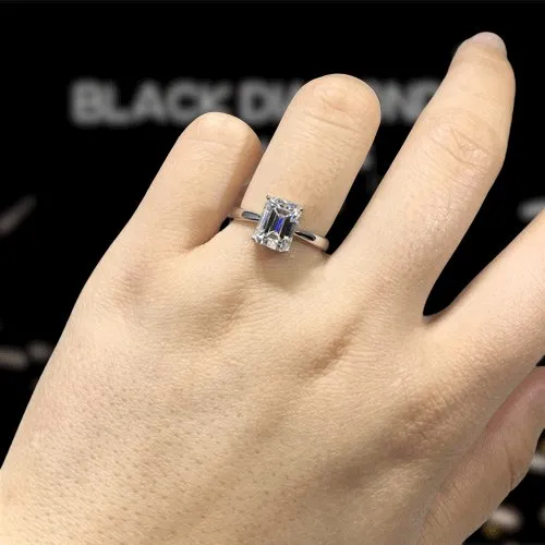 2 Carat Emerald Cut D Color Diamond Engagement Ring