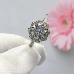 2 Carat Round Cut D Color Diamond Starry Sky Engagement Ring