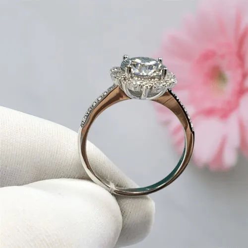 2 Carat Round Cut D Color Diamond Starry Sky Engagement Ring