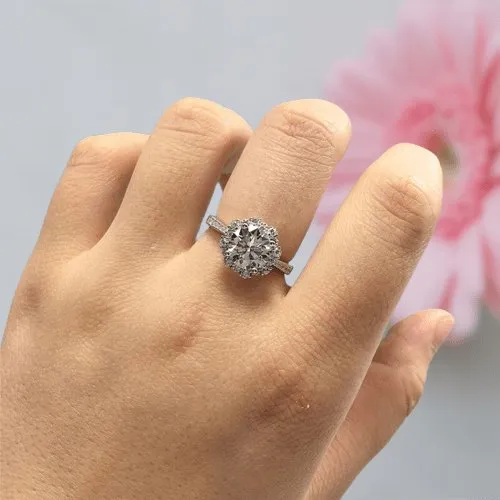 2 Carat Round Cut D Color Diamond Starry Sky Engagement Ring