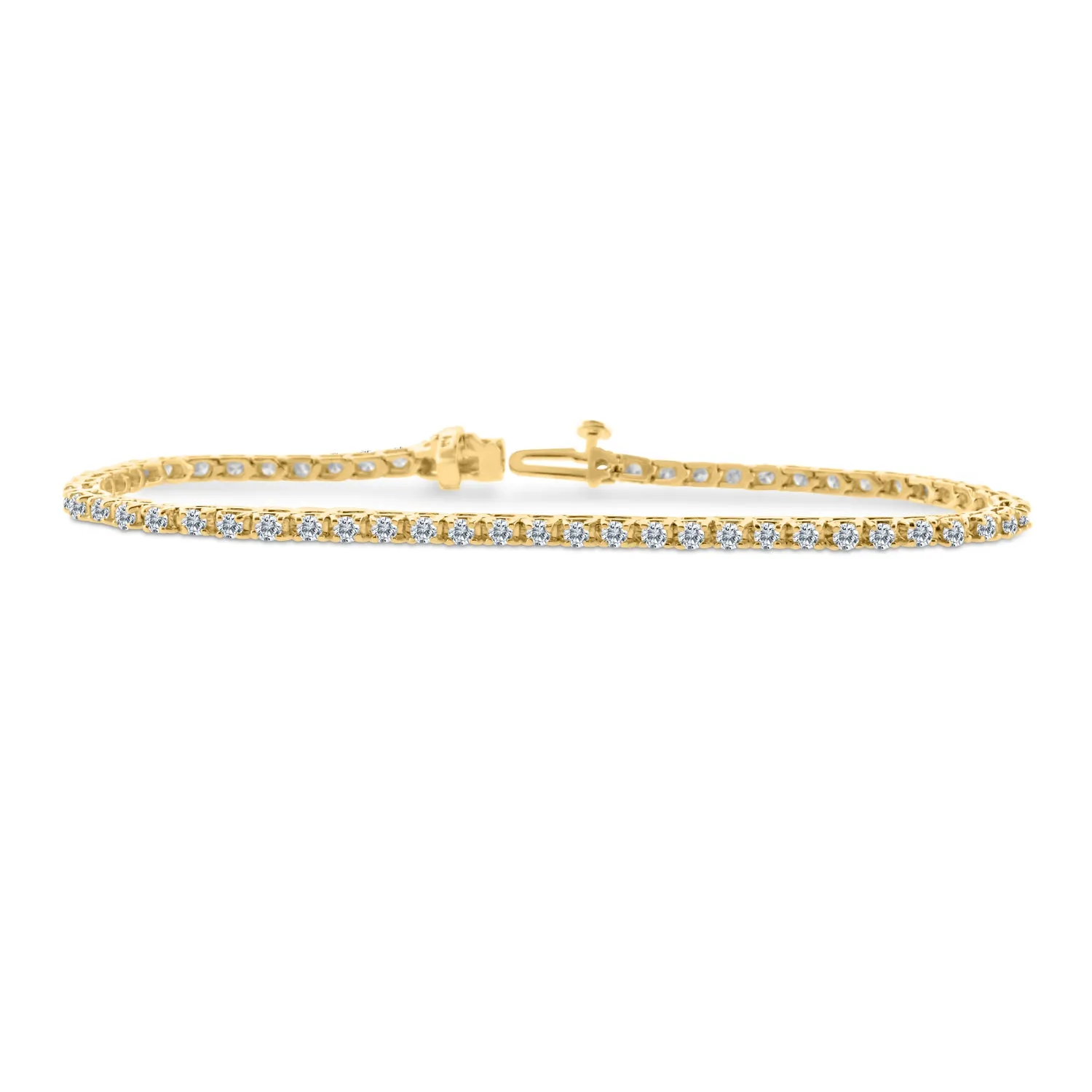 2.00ctw Natural Diamond Tennis Bracelet in 14k Yellow Gold (J-K, I1-I2)