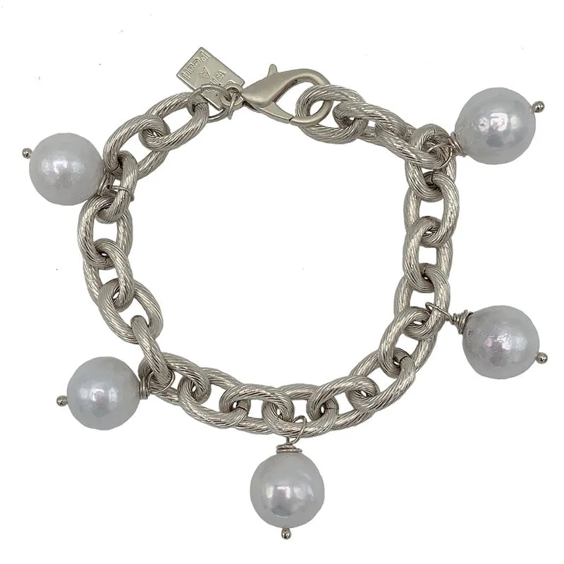257-01-S | THE KARL BRACELET (WHITE PEARLS ON SILVER)