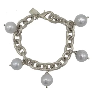 257-01-S | THE KARL BRACELET (WHITE PEARLS ON SILVER)
