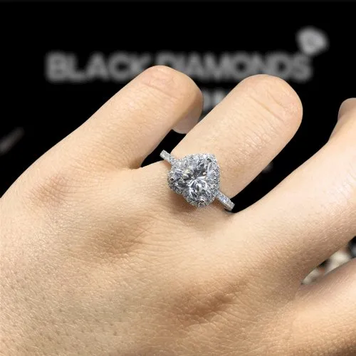 2ct Heart Cut D Color Diamond Romantic Engagement Ring