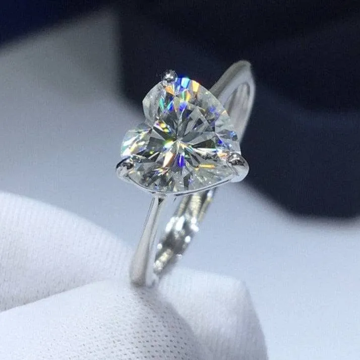 3ct Heart Cut Diamond Forever Love Engagement Ring