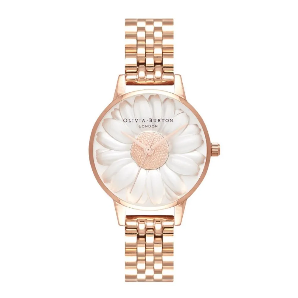 3D Daisy Midi Dial Rose Gold Bracelet Watch