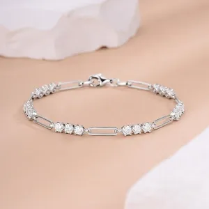 3mm Round Brilliant Cut Diamond Paper Clip Bracelet