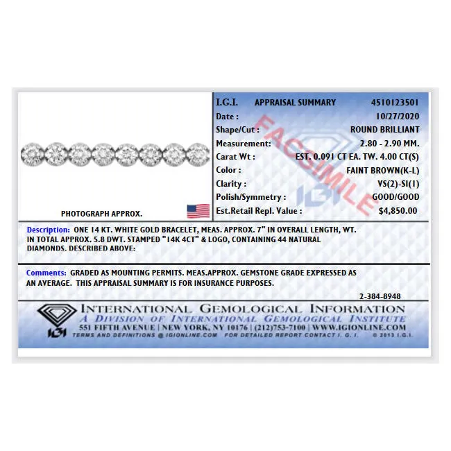 4 cttw Diamond Tennis Bracelets in Bubble Shape 14K White Gold