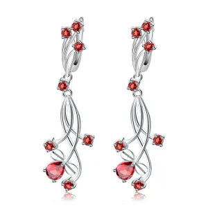 4.04ct Natural Red Garnet Bridal Drop Earrings