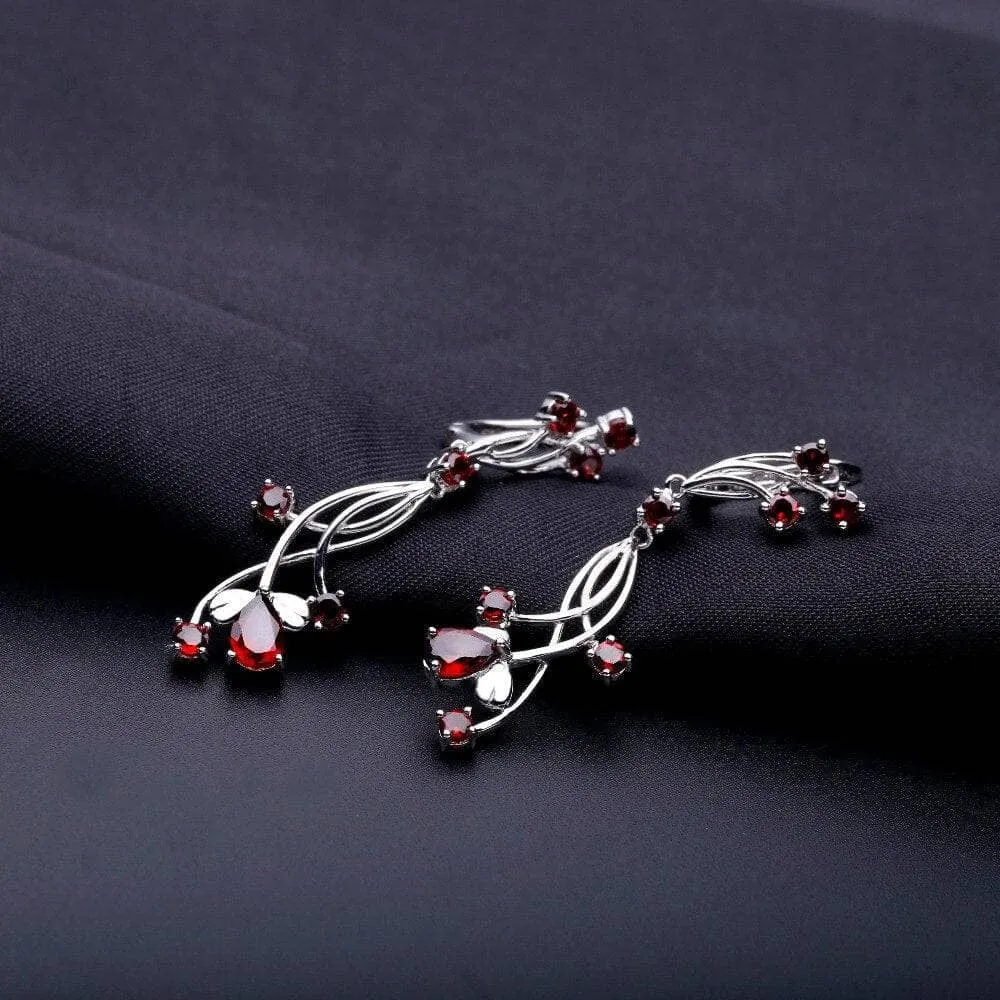 4.04ct Natural Red Garnet Bridal Drop Earrings