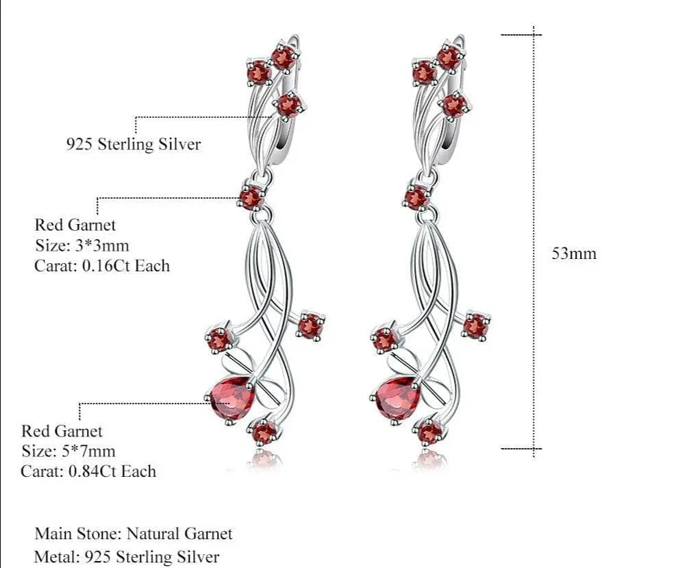 4.04ct Natural Red Garnet Bridal Drop Earrings
