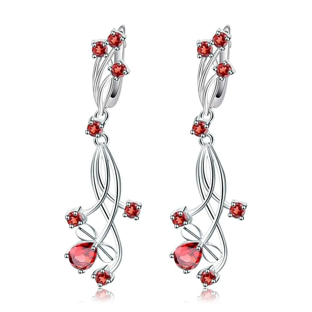 4.04ct Natural Red Garnet Bridal Drop Earrings