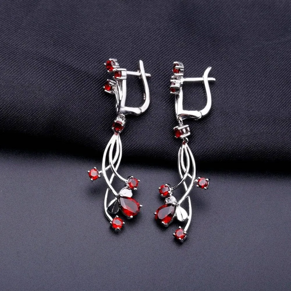 4.04ct Natural Red Garnet Bridal Drop Earrings