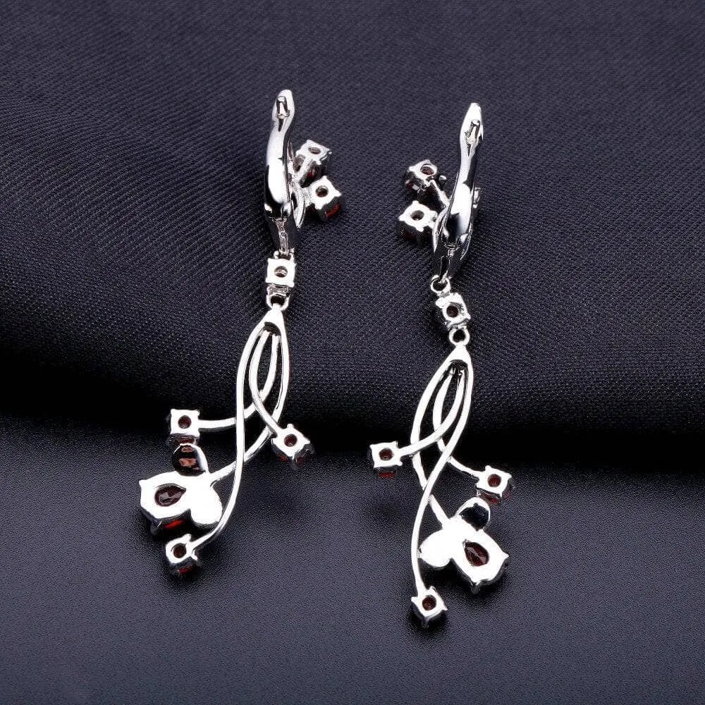 4.04ct Natural Red Garnet Bridal Drop Earrings
