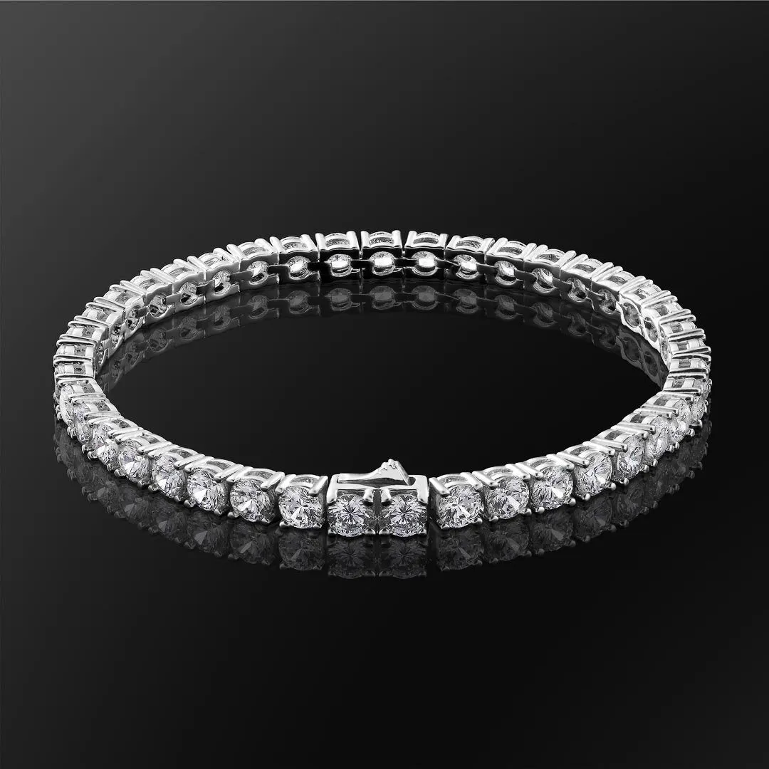 4mm CZ Diamond 14k Gold/White Gold Mens Tennis Bracelet KRKC