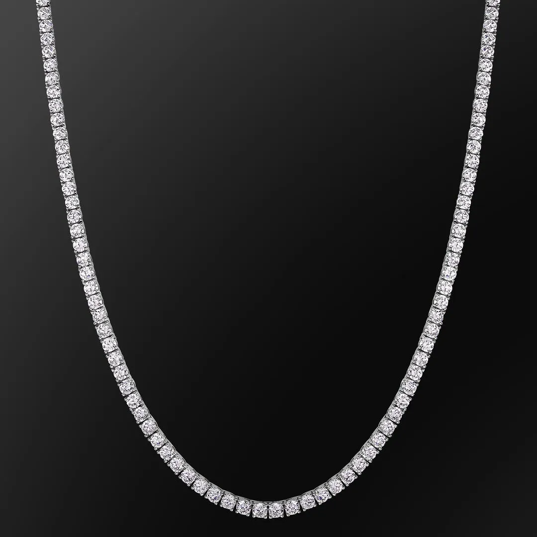 4mm White Gold CZ Diamond Mens Tennis Chain Necklace 50% OFF