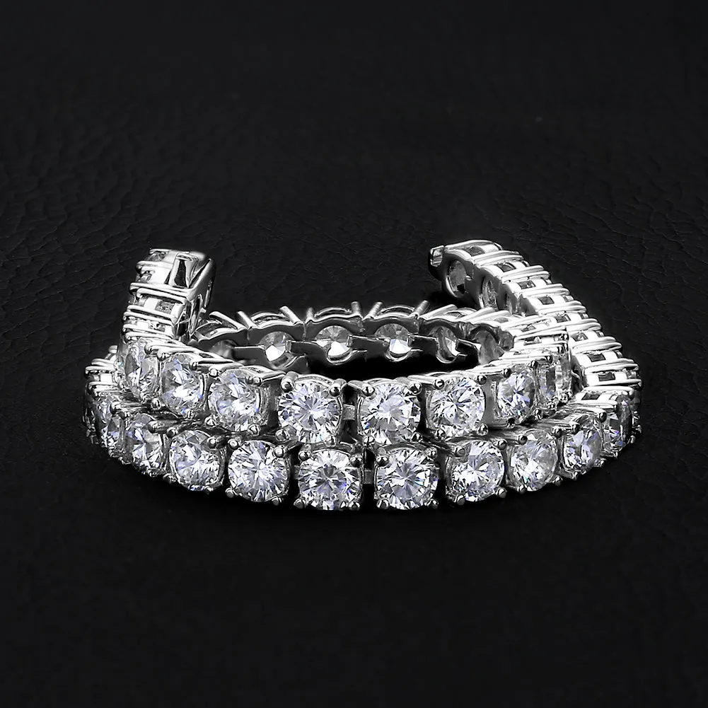 4mm White Gold CZ Diamond Mens Tennis Chain Necklace 50% OFF