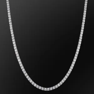 4mm White Gold CZ Diamond Mens Tennis Chain Necklace 50% OFF