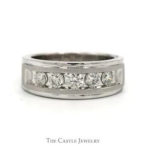 5 Nick Set 1cttw Diamond Men's Wedding Band in 10k White Gold