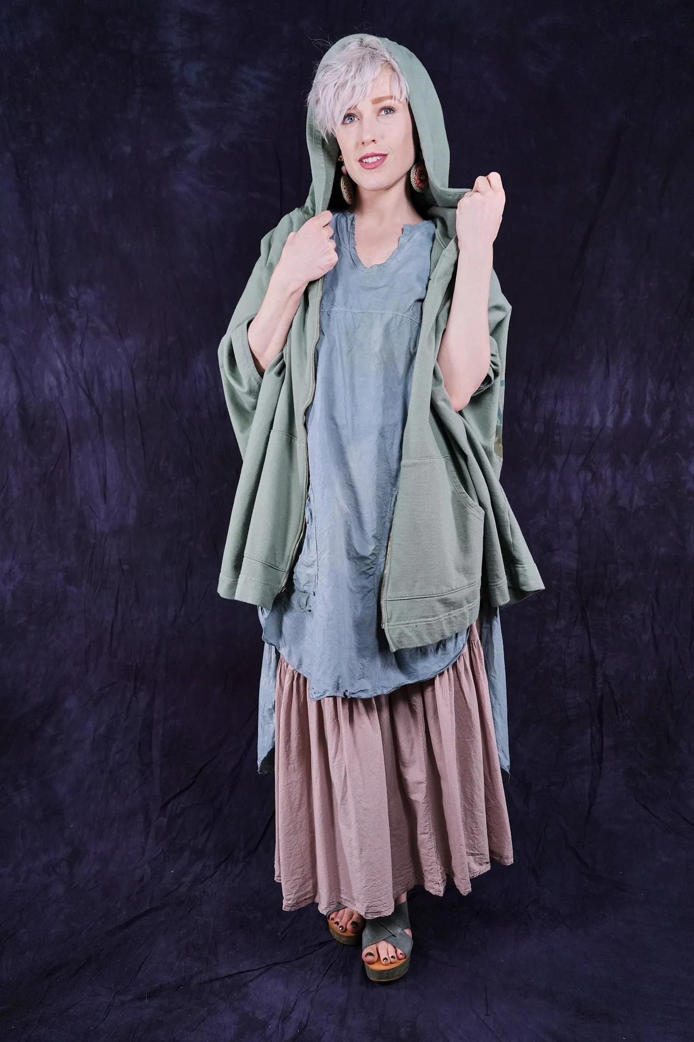 5307 Postcard Zipper Vest Olive Leaf-P