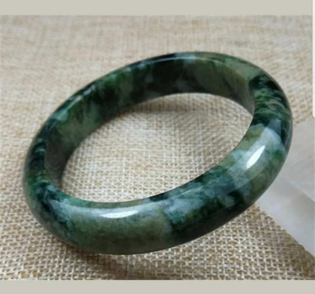 55/56/57mm Certified Natural Jadeite Emerald A*Jade HandCarved Bangle Z4696