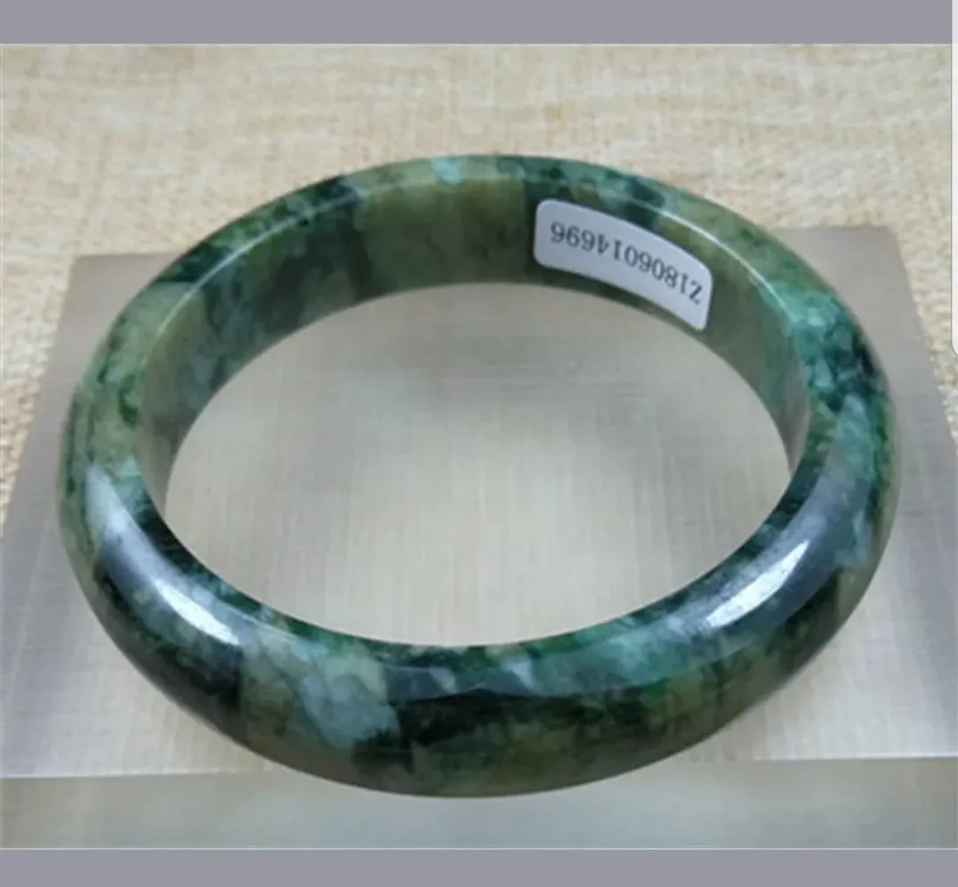 55/56/57mm Certified Natural Jadeite Emerald A*Jade HandCarved Bangle Z4696