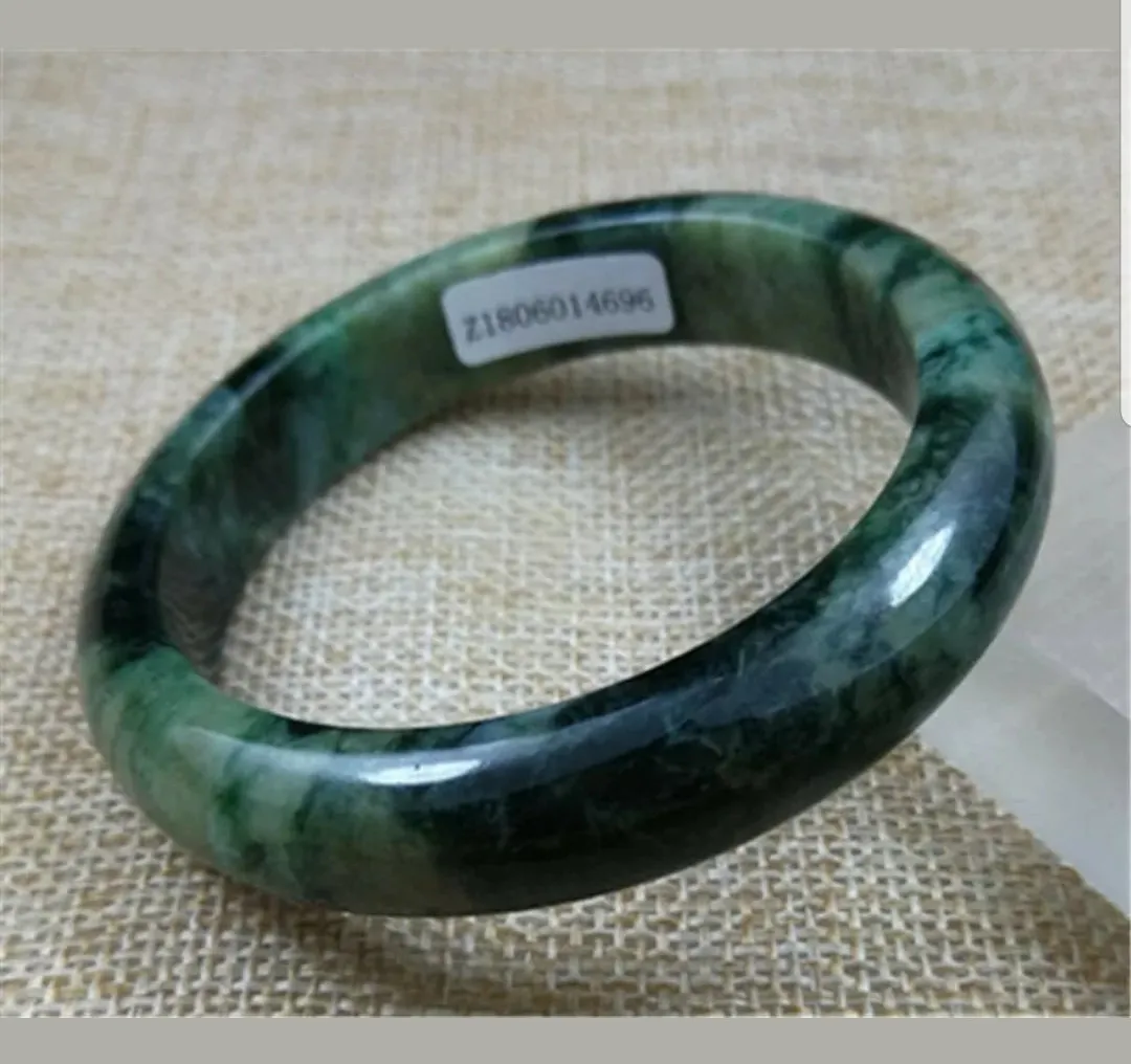 55/56/57mm Certified Natural Jadeite Emerald A*Jade HandCarved Bangle Z4696