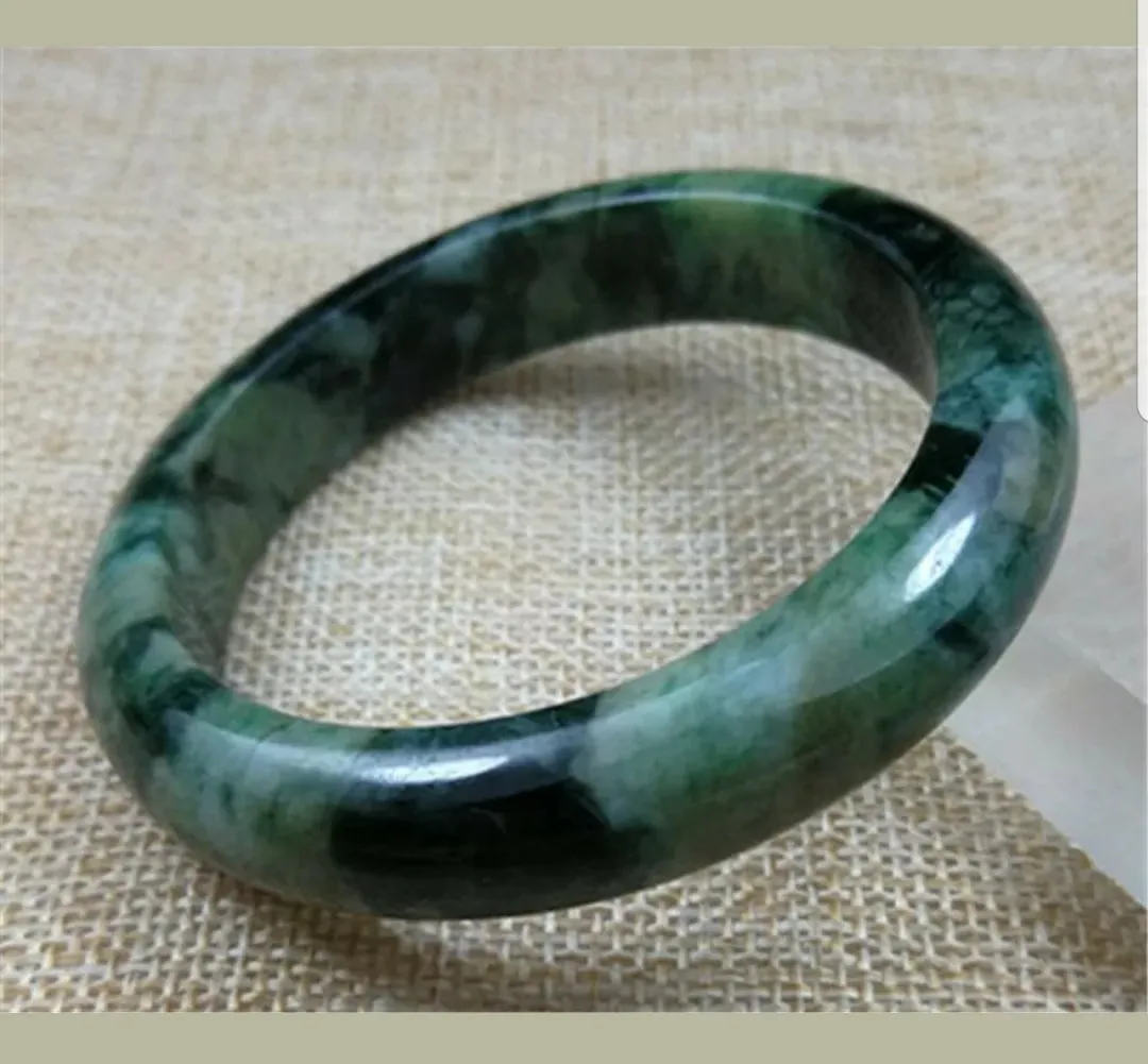 55/56/57mm Certified Natural Jadeite Emerald A*Jade HandCarved Bangle Z4696