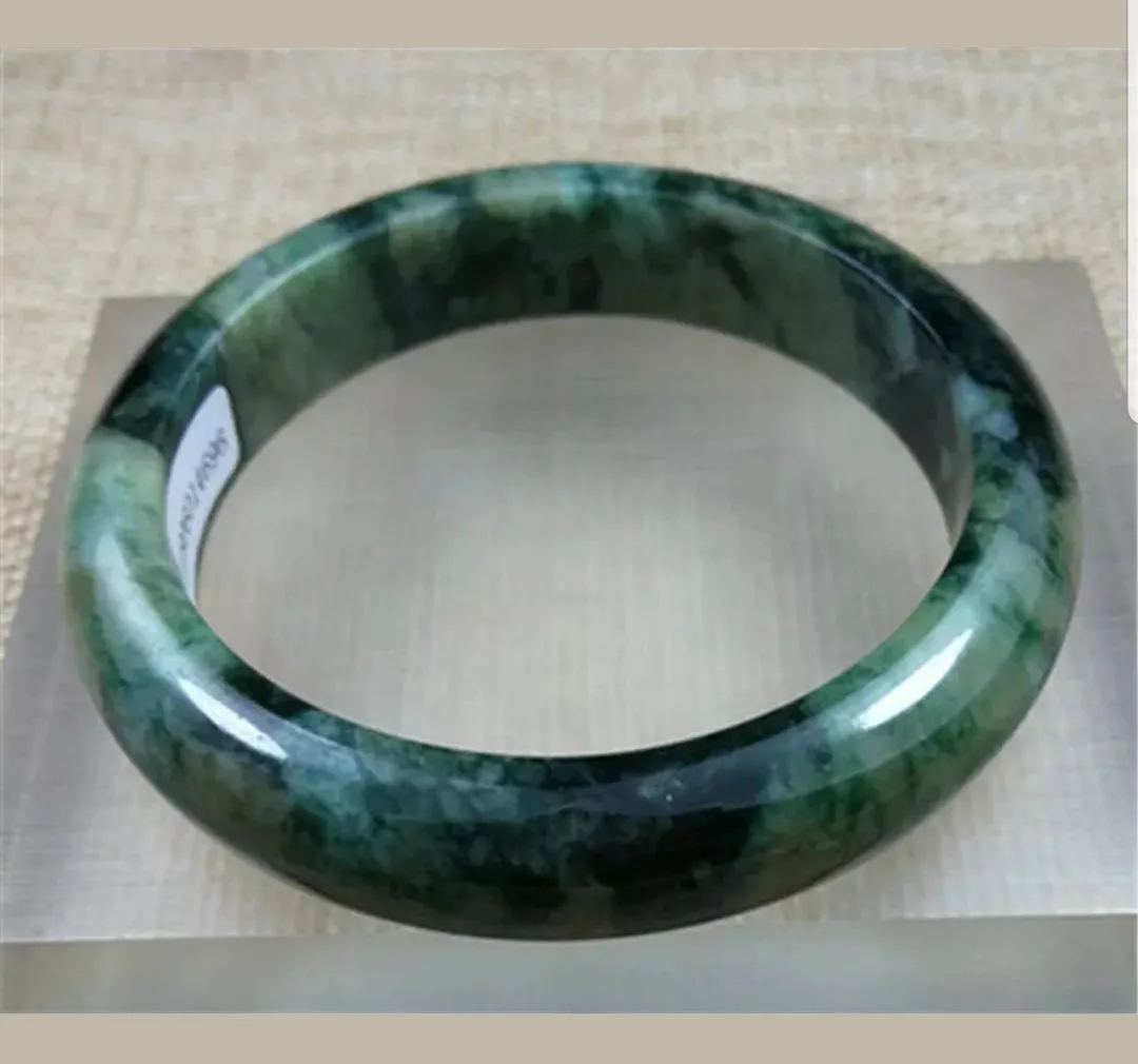 55/56/57mm Certified Natural Jadeite Emerald A*Jade HandCarved Bangle Z4696