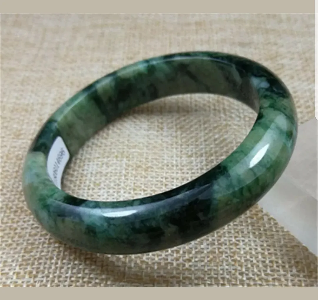55/56/57mm Certified Natural Jadeite Emerald A*Jade HandCarved Bangle Z4696