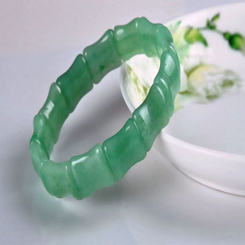 56-62 mm Certified Natural Jadeite Emerald A Jade HandCarved Bracelet