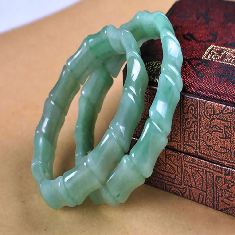 56-62 mm Certified Natural Jadeite Emerald A Jade HandCarved Bracelet