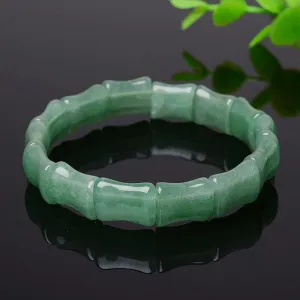 56-62 mm Certified Natural Jadeite Emerald A Jade HandCarved Bracelet
