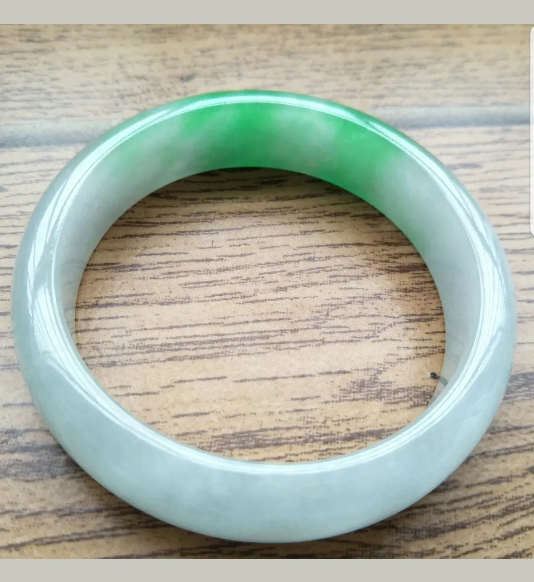 57/58/59mm Certified Natural Jadeite Emerald A*Jade HandCarved Bangle H657