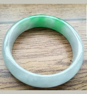 57/58/59mm Certified Natural Jadeite Emerald A*Jade HandCarved Bangle H657