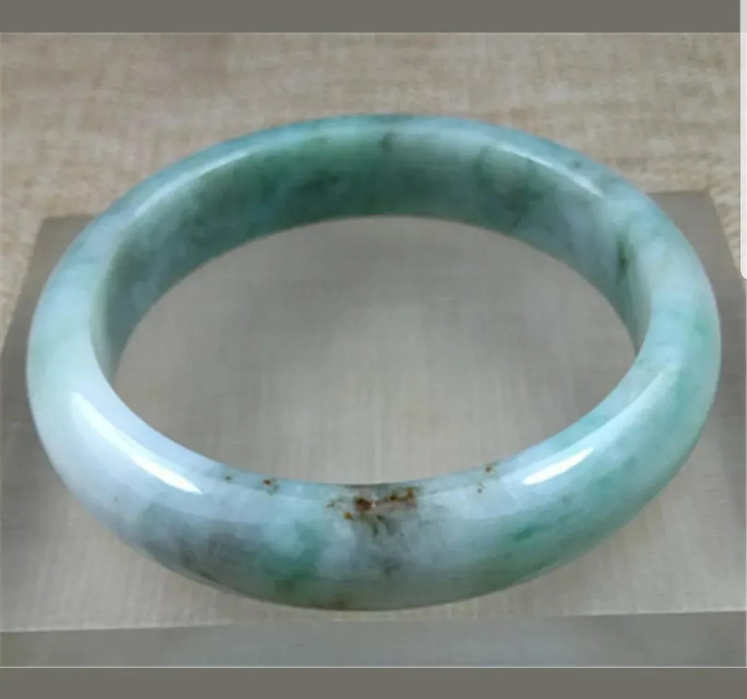 57/58/59mm Certified Natural Jadeite Emerald A*Jade HandCarved Bangle X1436