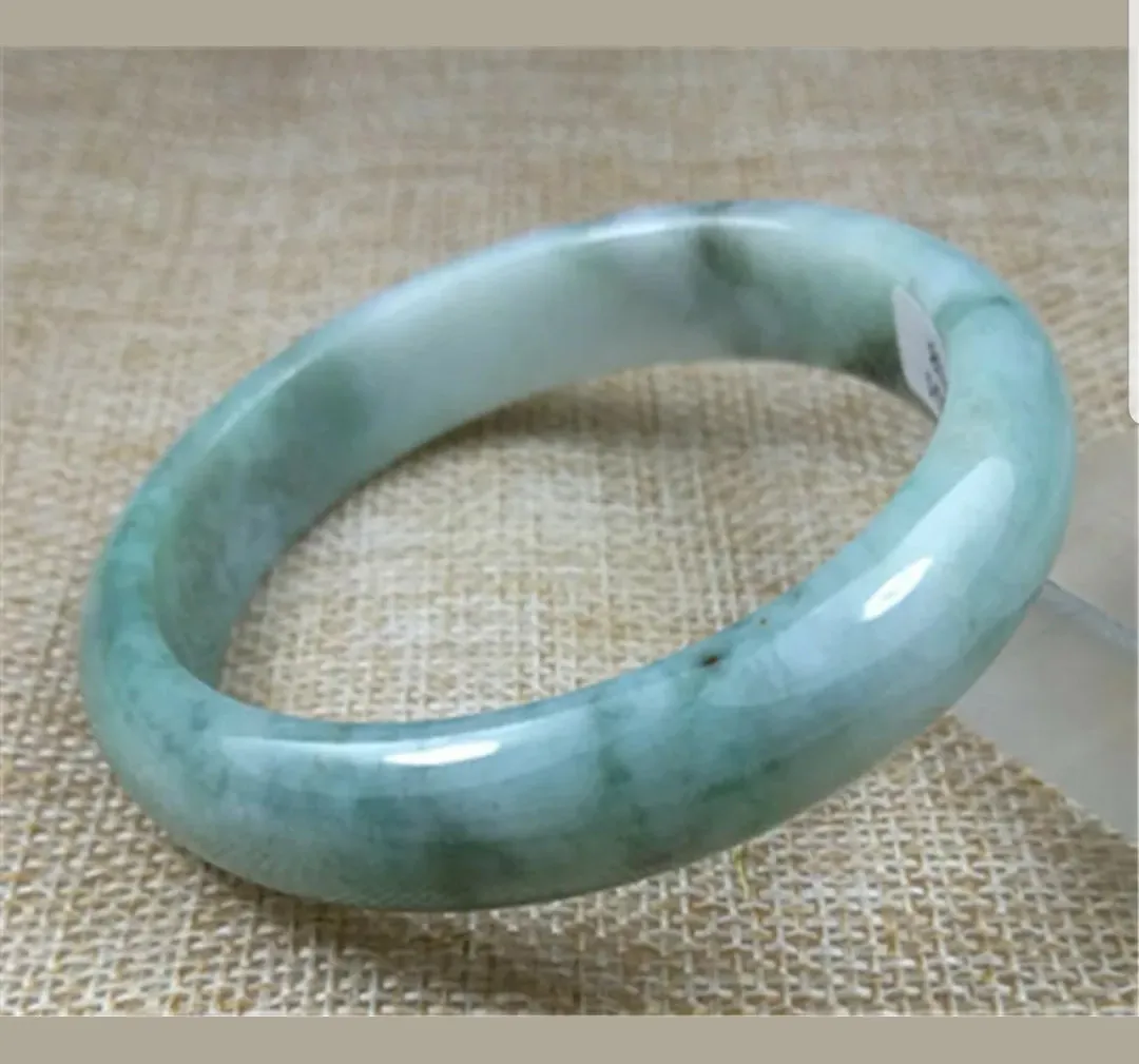 57/58/59mm Certified Natural Jadeite Emerald A*Jade HandCarved Bangle X1436