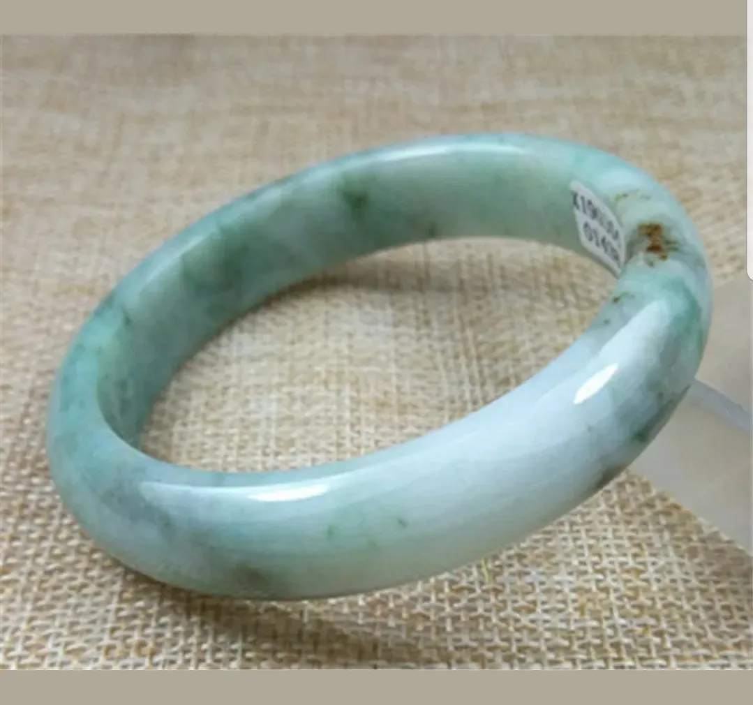 57/58/59mm Certified Natural Jadeite Emerald A*Jade HandCarved Bangle X1436