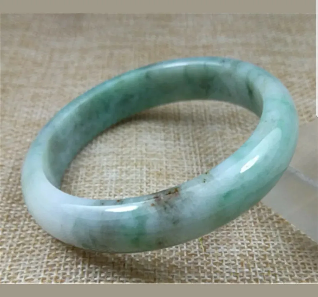 57/58/59mm Certified Natural Jadeite Emerald A*Jade HandCarved Bangle X1436
