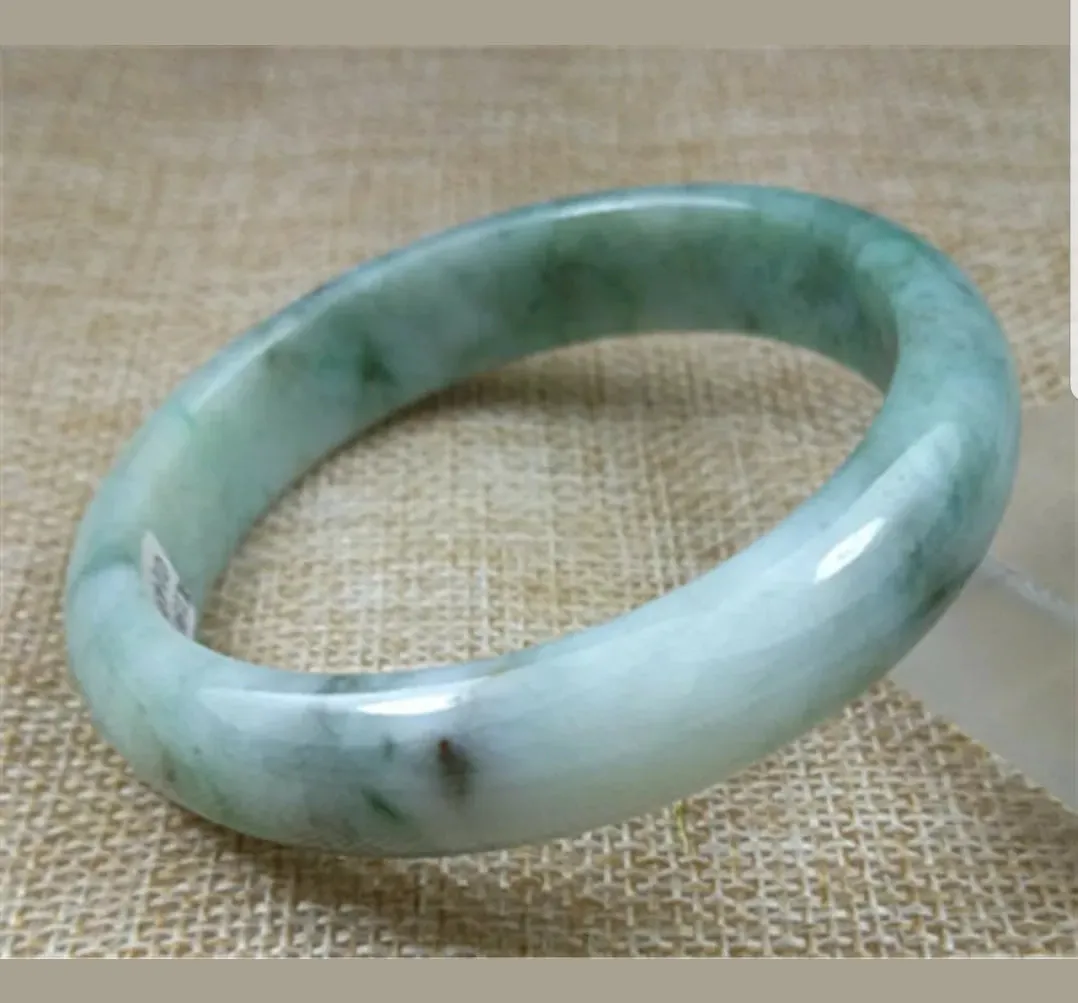 57/58/59mm Certified Natural Jadeite Emerald A*Jade HandCarved Bangle X1436