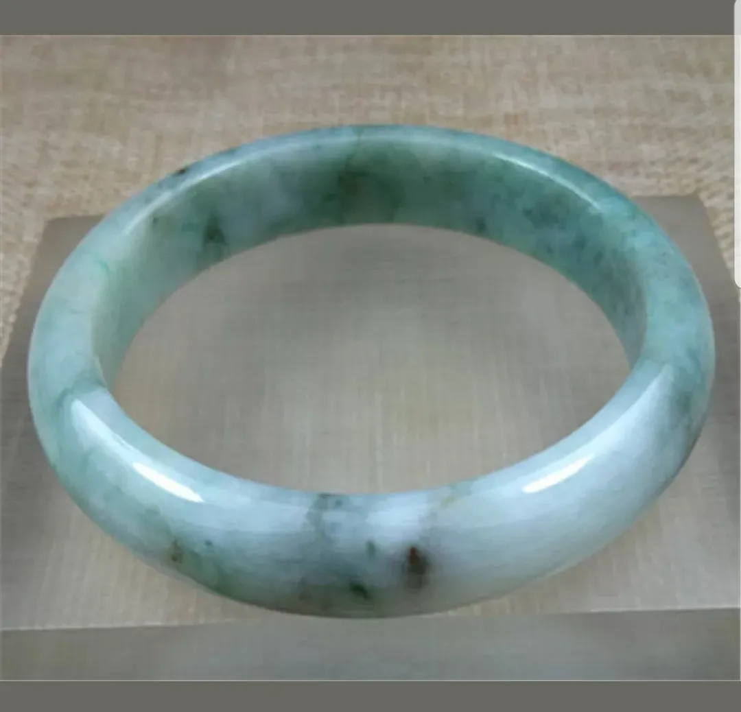 57/58/59mm Certified Natural Jadeite Emerald A*Jade HandCarved Bangle X1436