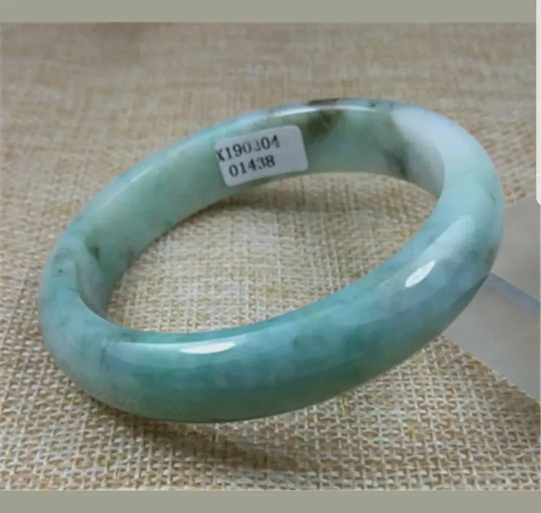 57/58/59mm Certified Natural Jadeite Emerald A*Jade HandCarved Bangle X1436