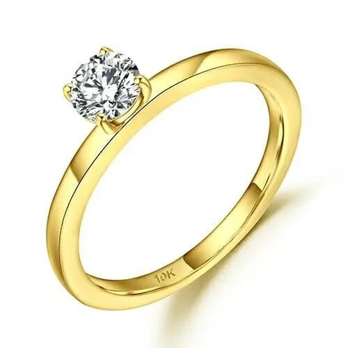 5mm 0.5Ct D Color VVS Diamond Solitaire Engagement Ring