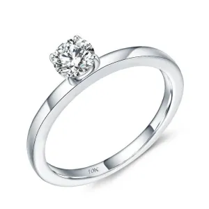 5mm 0.5Ct D Color VVS Diamond Solitaire Engagement Ring