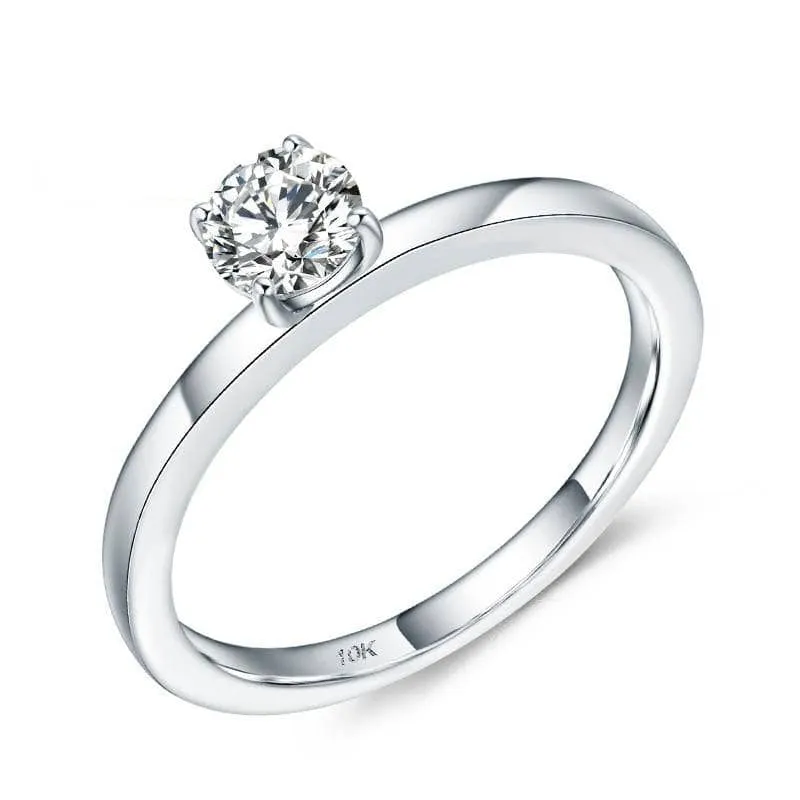 5mm 0.5Ct D Color VVS Diamond Solitaire Engagement Ring