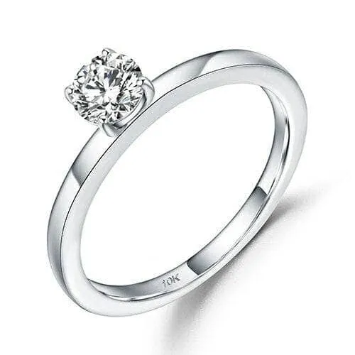 5mm 0.5Ct D Color VVS Diamond Solitaire Engagement Ring