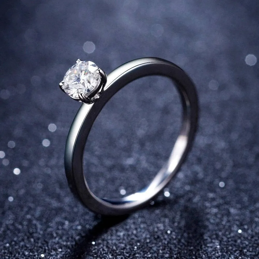 5mm 0.5Ct D Color VVS Diamond Solitaire Engagement Ring