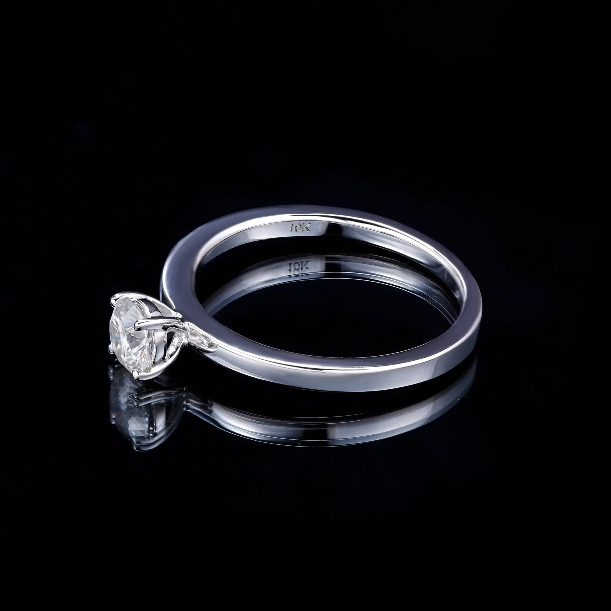 5mm 0.5Ct D Color VVS Diamond Solitaire Engagement Ring