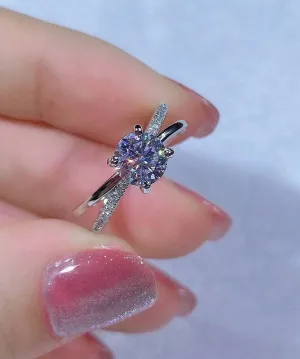 6.5mm D-F Color VVS-FL 4 Prong Round Cut Diamond Engagement Ring